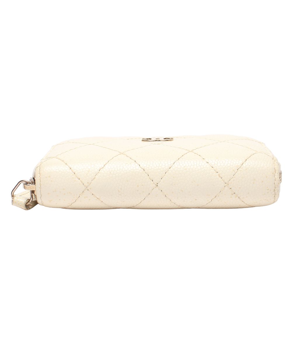 Chanel Coin Case Gold Caviar Leather Quilted CC Logo — view 4