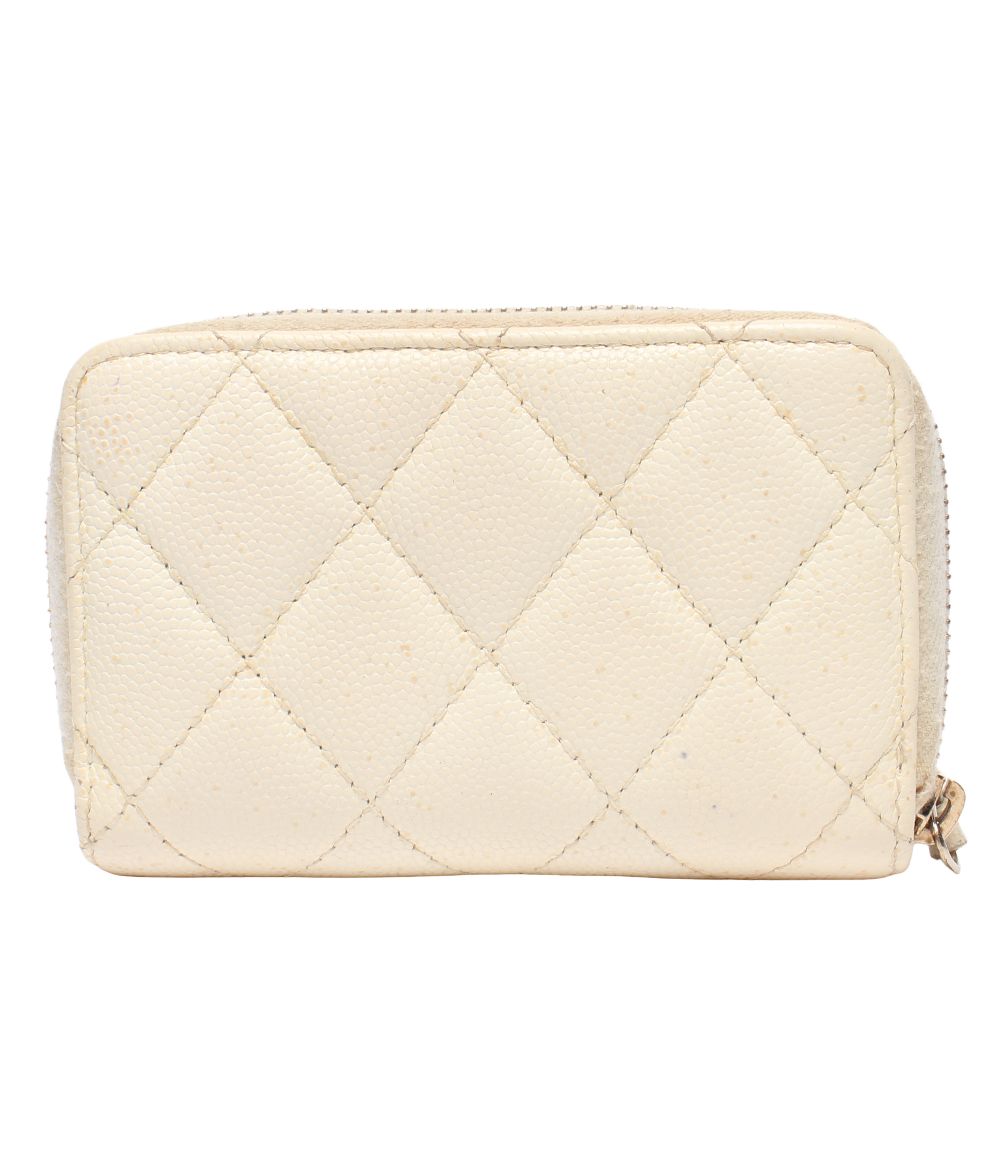 Chanel Coin Case Gold Caviar Leather Quilted CC Logo — view 2