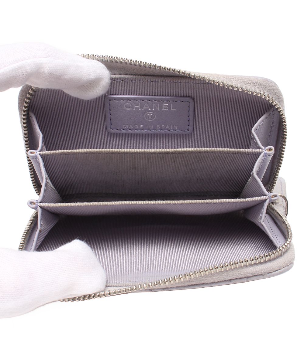 Chanel Coin Case Silver Quilted Caviar Leather 31 CC Logo — view 5