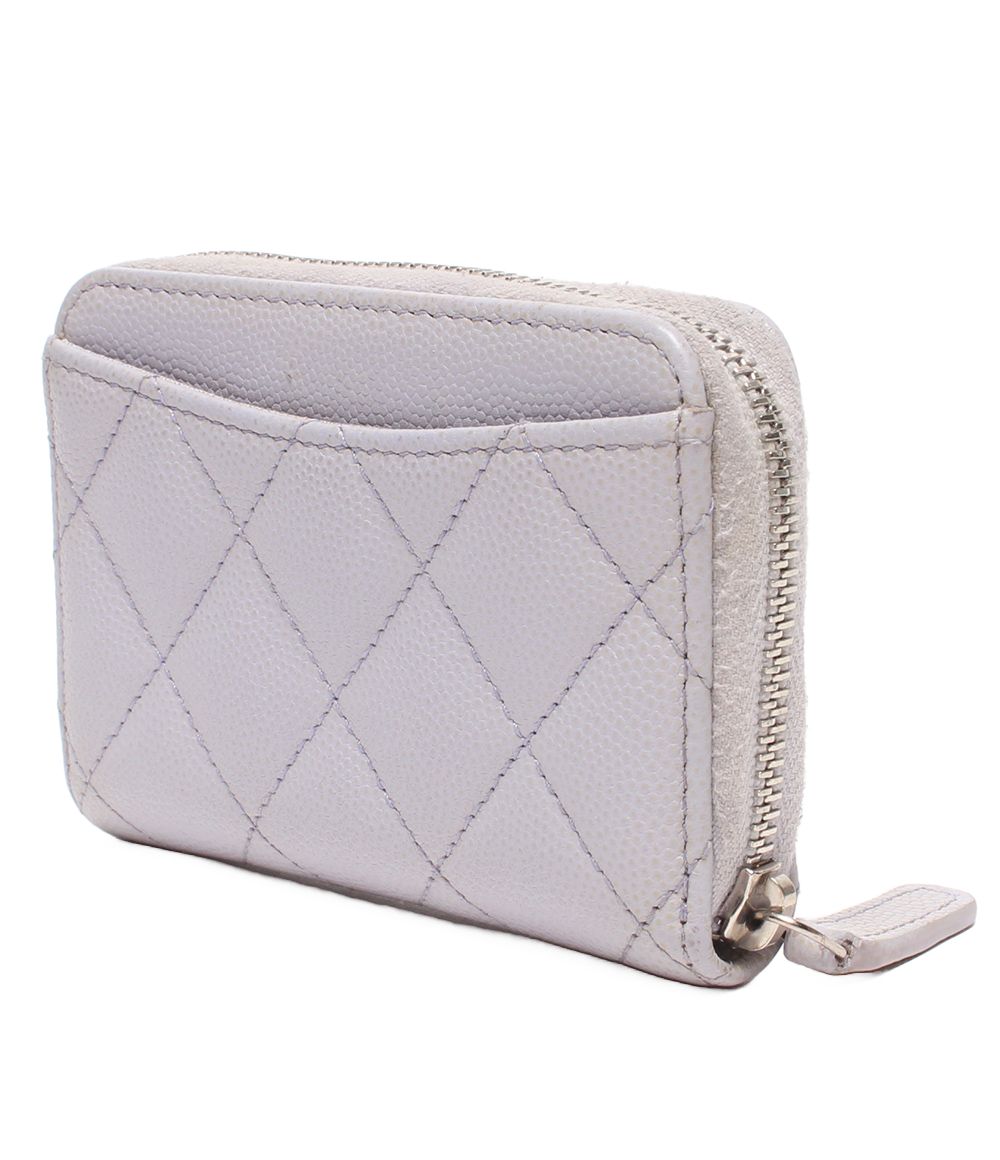 Chanel Coin Case Silver Quilted Caviar Leather 31 CC Logo — view 3