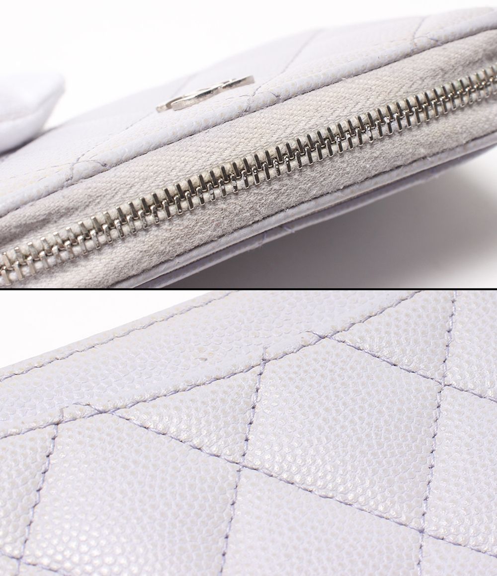 Chanel Coin Case Silver Quilted Caviar Leather 31 CC Logo — view 8