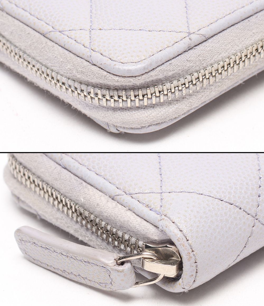 Chanel Coin Case Silver Quilted Caviar Leather 31 CC Logo — view 9