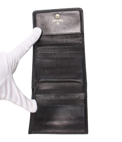Chanel Hook Trifold Wallet Caviar Leather CC Logo — view 5