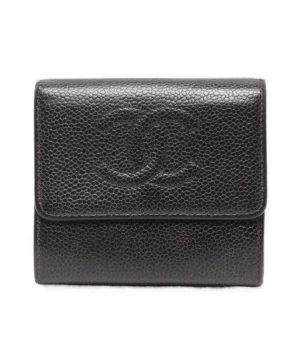 Chanel Hook Trifold Wallet Caviar Leather CC Logo