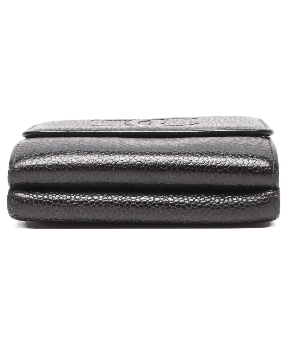Chanel Hook Trifold Wallet Caviar Leather CC Logo — view 4