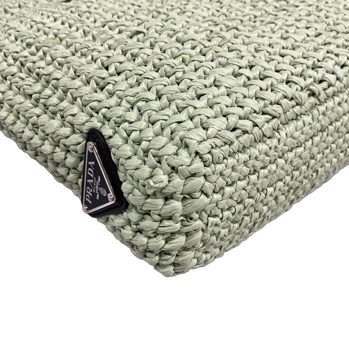 Prada Tote Small Crochet Light Green Black — view 6