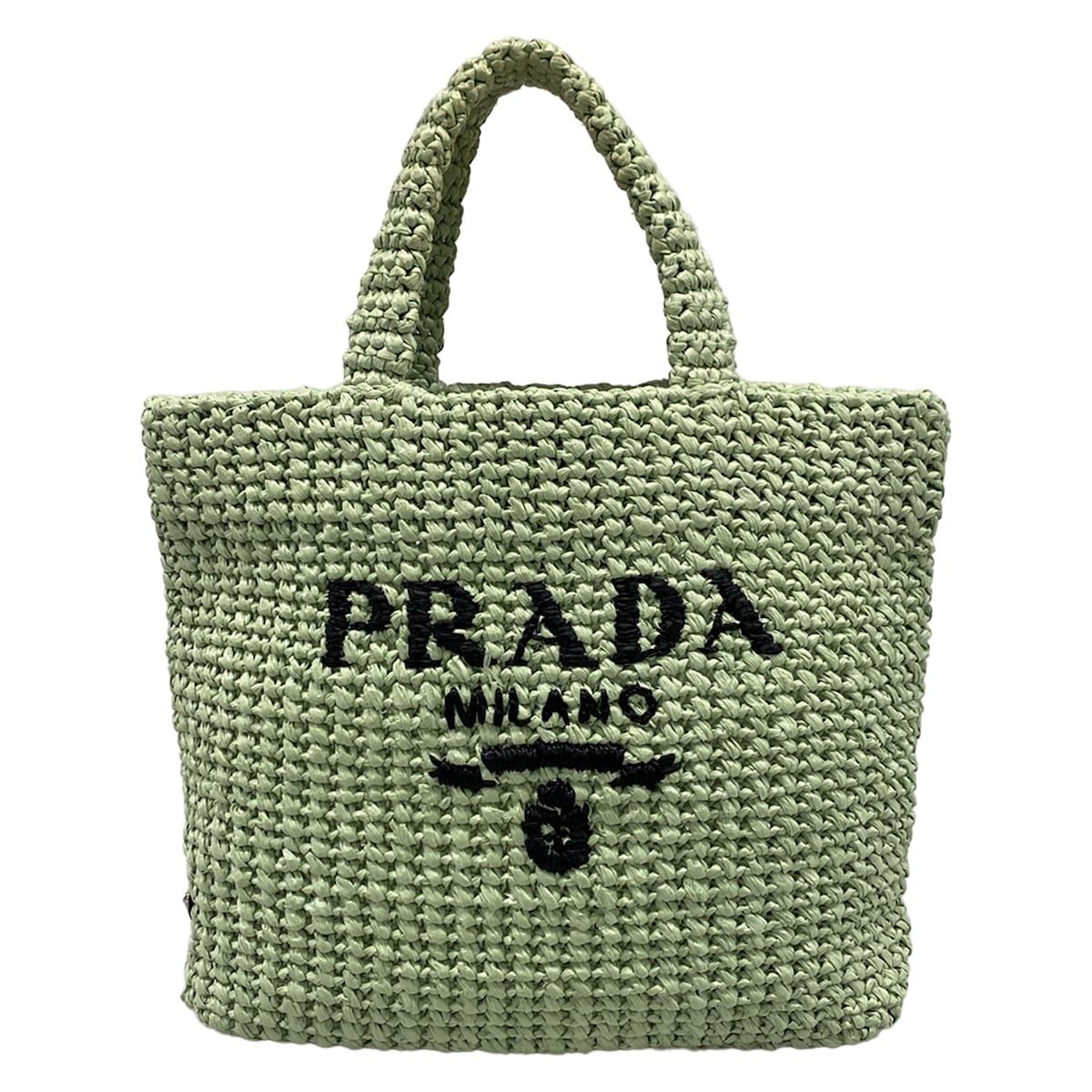 Prada Tote Small Crochet Light Green Black