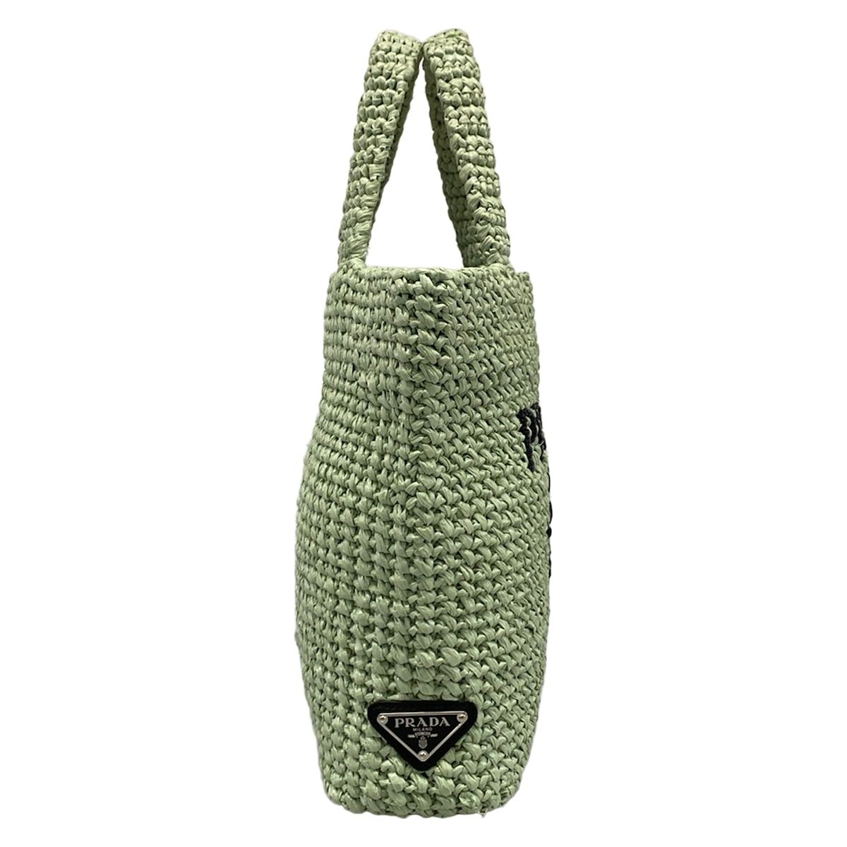 Prada Tote Small Crochet Light Green Black — view 2