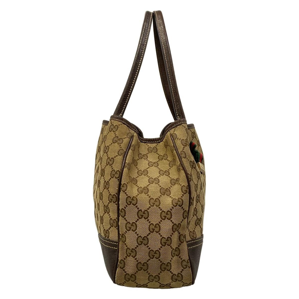 Gucci Tote Beige Dark Brown Leather — view 2
