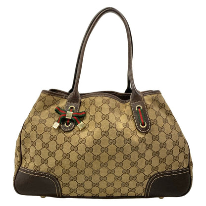Gucci Tote Beige Dark Brown Leather