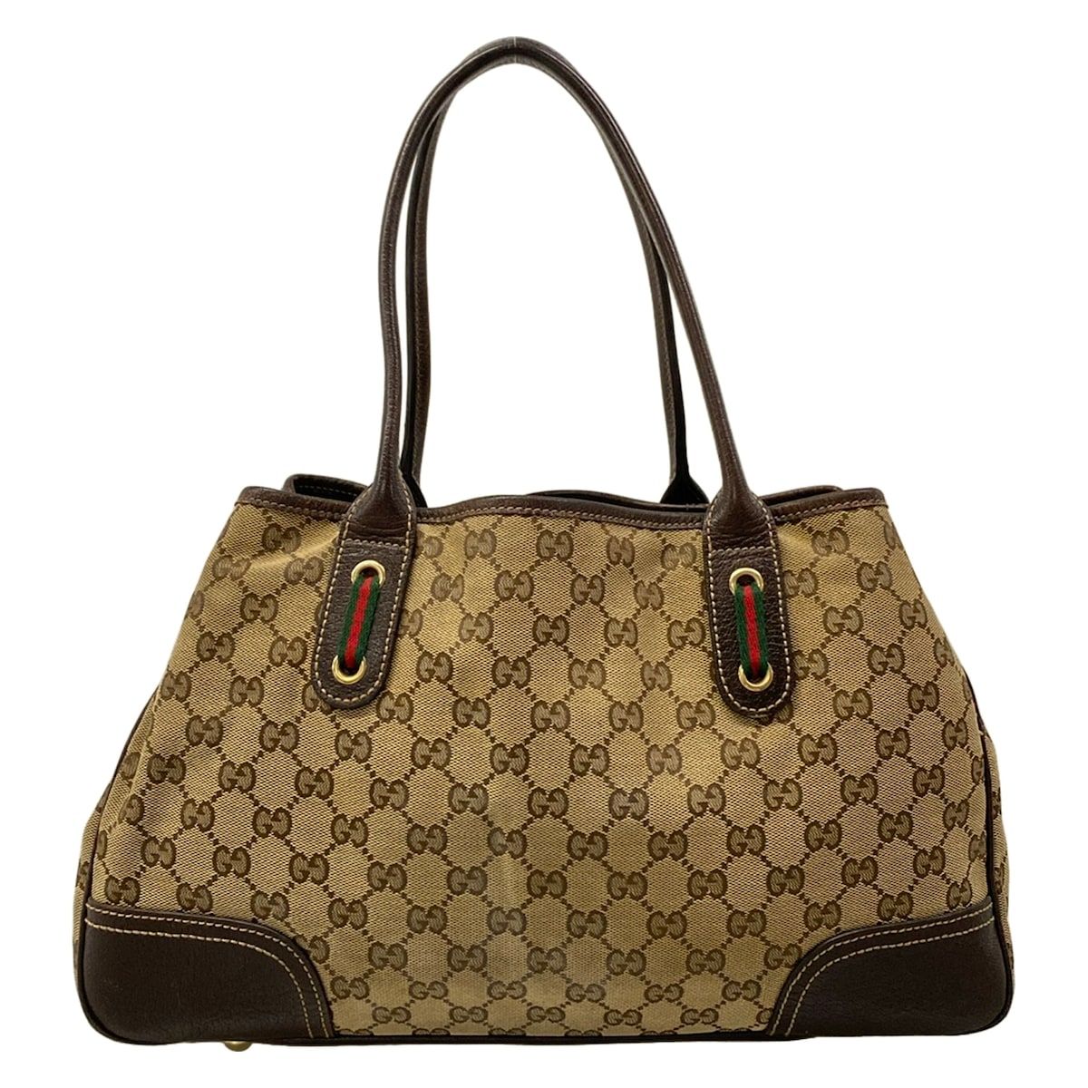 Gucci Tote Beige Dark Brown Leather — view 3