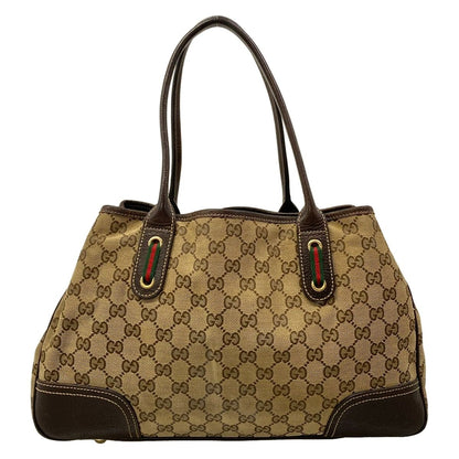Gucci Tote Beige Dark Brown Leather — view 3