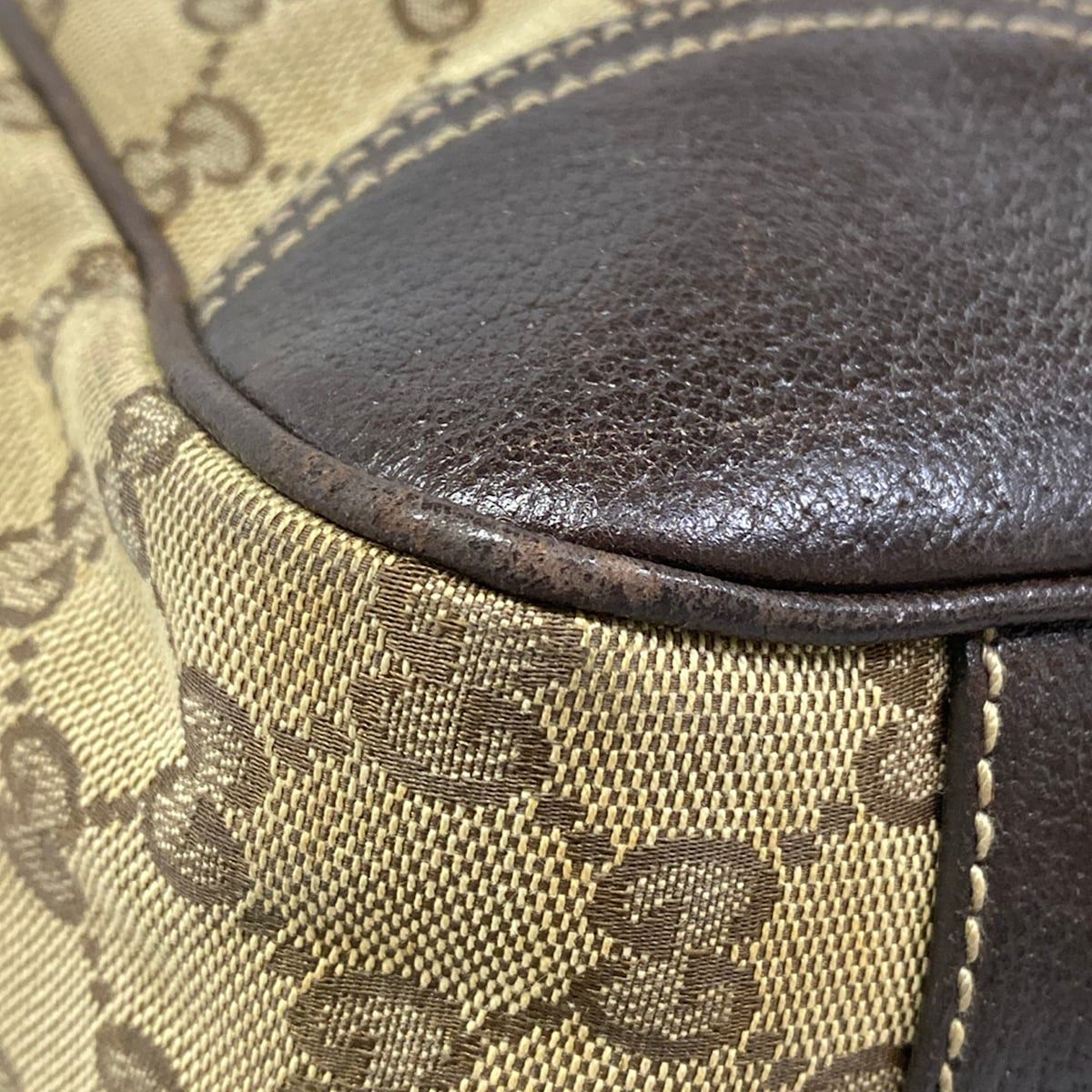 Gucci Tote Beige Dark Brown Leather — view 6