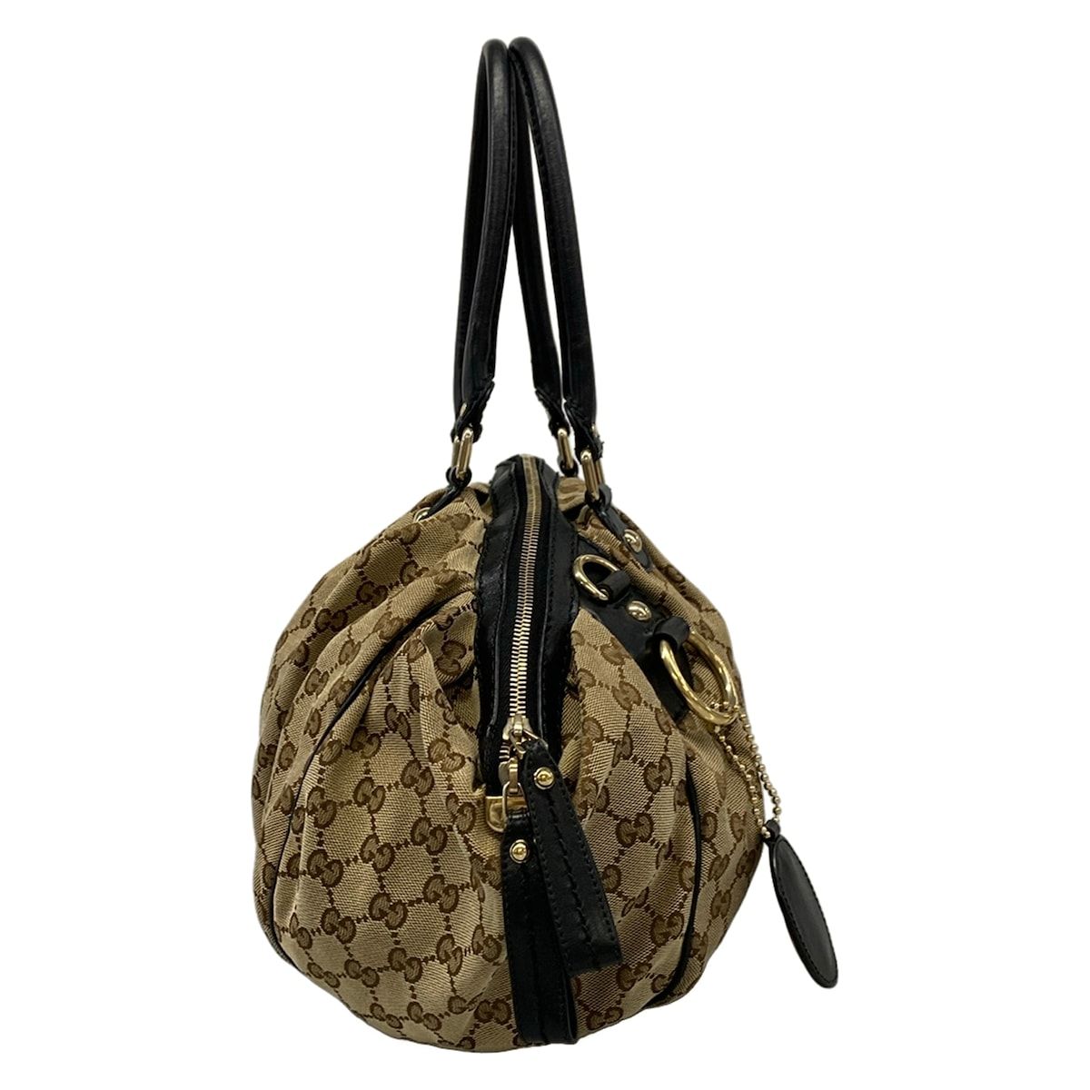 Gucci Handbag Beige Dark Brown Leather — view 2