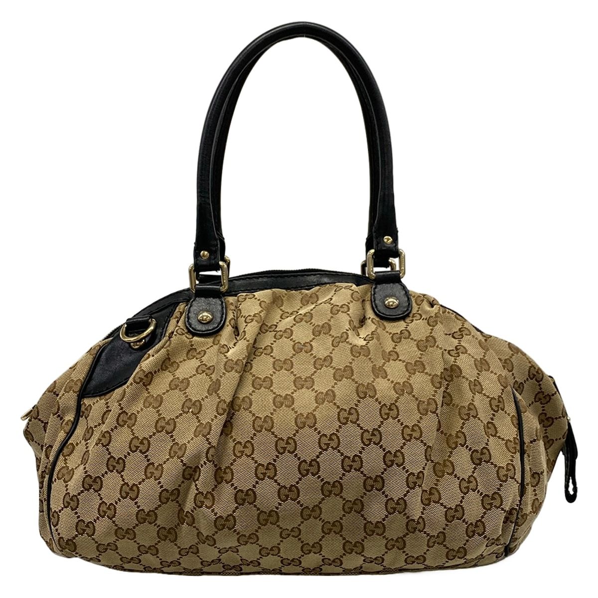 Gucci Handbag Beige Dark Brown Leather — view 3