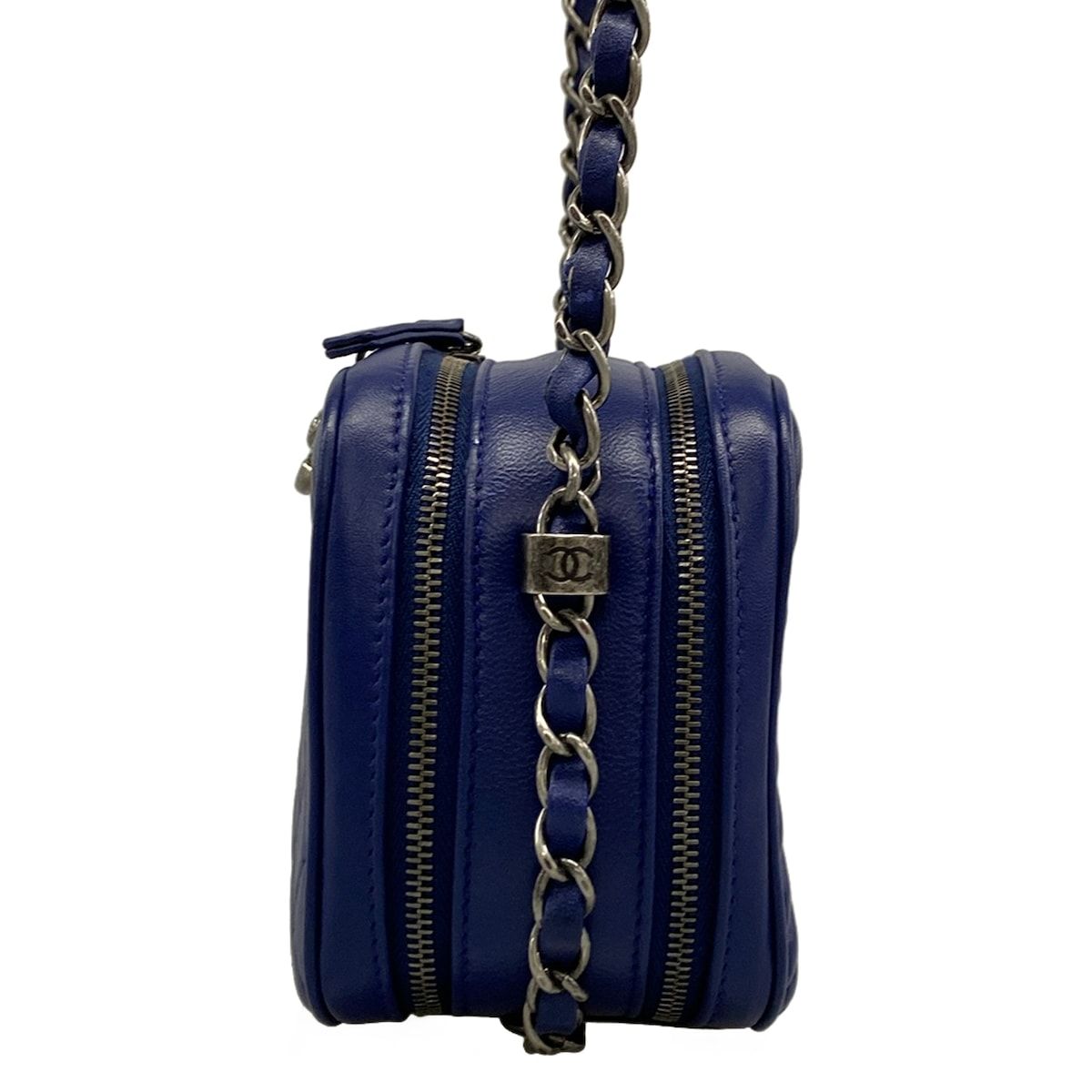 Chanel Shoulder Bag Coco Boy Blue Chain Vintage Silver — view 4
