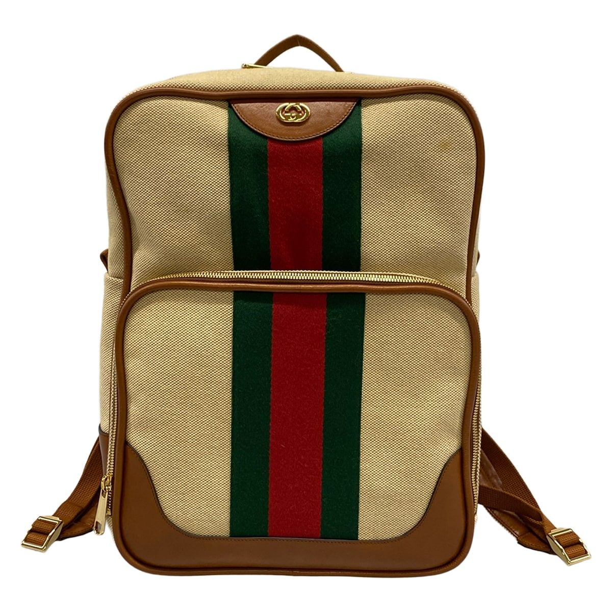 Gucci Backpack Sherry Interlocking Beige Brown Multi Leather