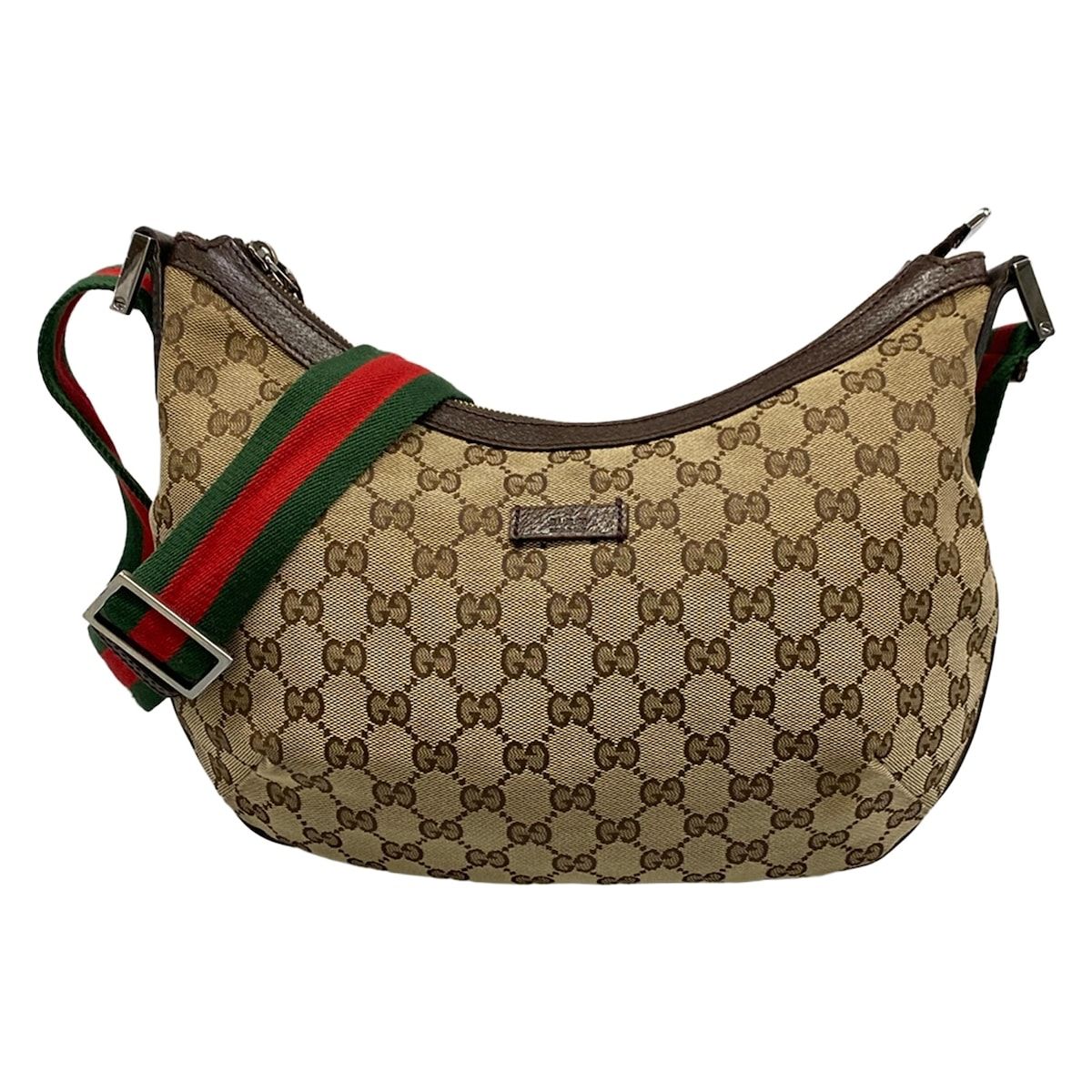 Gucci Shoulder Bag GG Pattern Sherry Dark Brown Beige Multi Leather