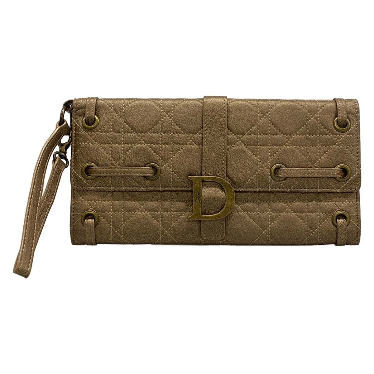 Dior Clutch Cannage Stitch Gold Leather