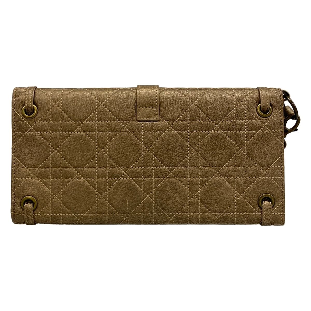 Dior Clutch Cannage Stitch Gold Leather — view 3