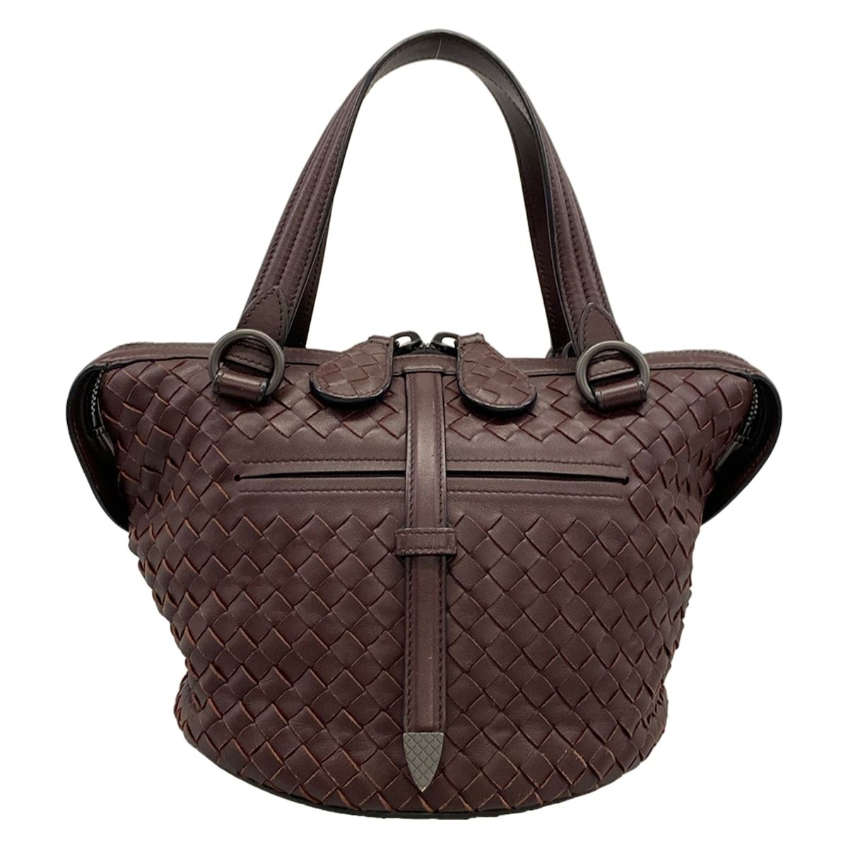 Bottega Veneta Handbag Tambura Bag Intrecciato Dark Brown Leather