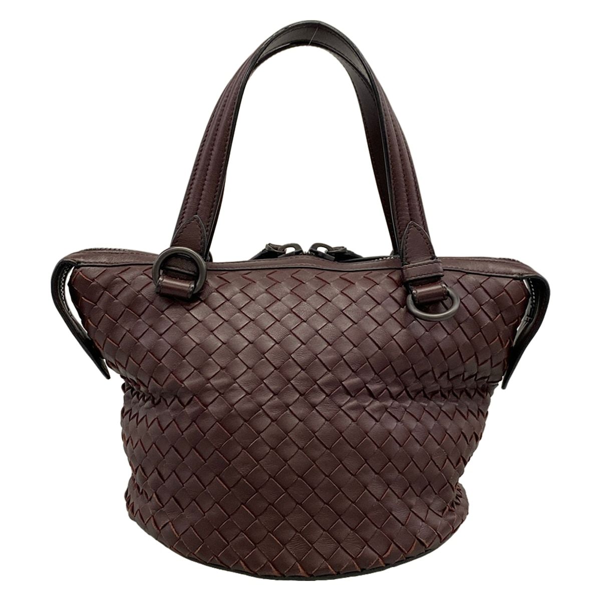 Bottega Veneta Handbag Tambura Bag Intrecciato Dark Brown Leather — view 3
