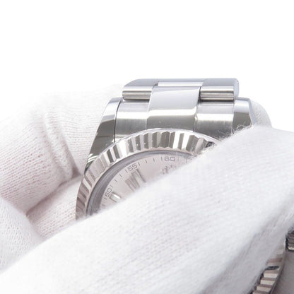 Rolex Datejust 41 SS 18k White Gold Roulette Watch Silver Dial — view 4
