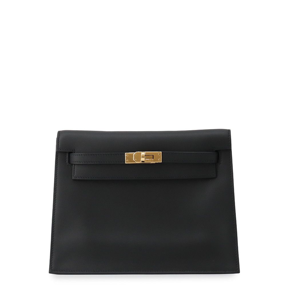 Hermes Shoulder Bag Kelly Dance 2 Black Gold Swift Clutch