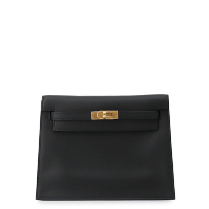 Hermes Shoulder Bag Kelly Dance 2 Black Gold Swift Clutch