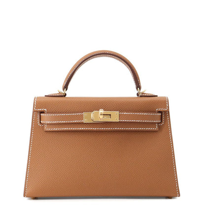 Hermes Handbag Mini Kelly Sellier Gold Epsom 2-Way