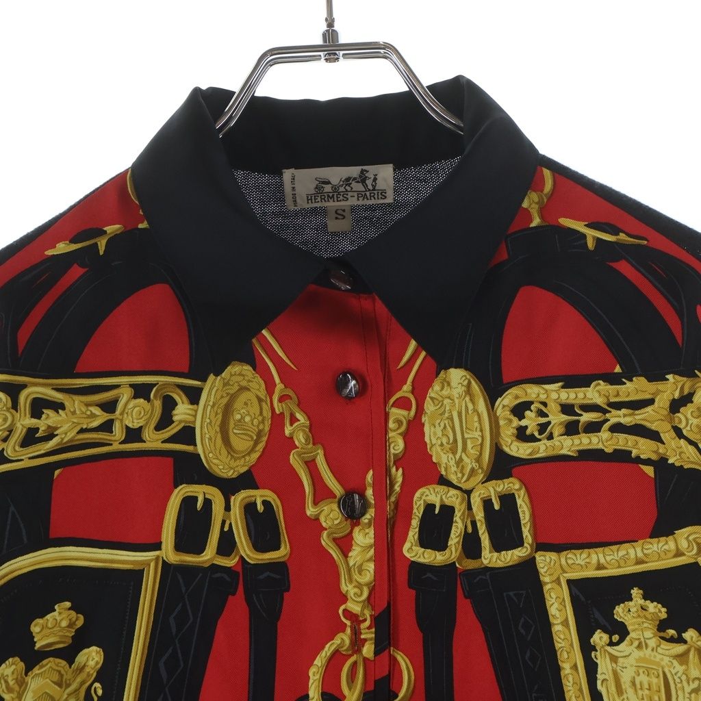 Hermes Brides de Gala Silk Scarf Shirt Switchable Cashmere Knit Long Sleeve — view 3