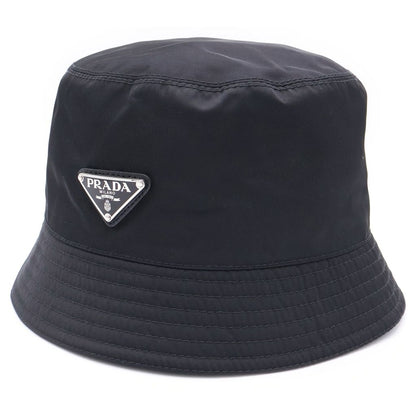 Prada Re-Nylon Triangle Logo Plate Bucket Hat Black