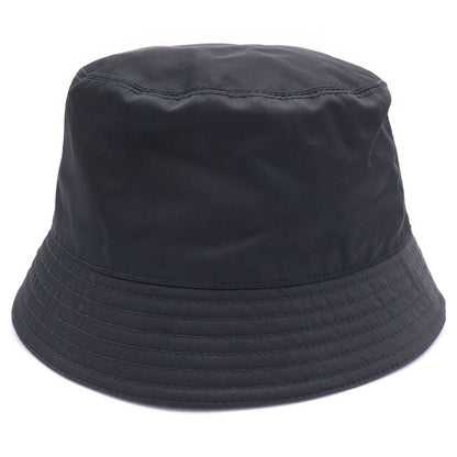 Prada Re-Nylon Triangle Logo Plate Bucket Hat Black — view 2
