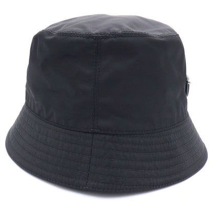 Prada Re-Nylon Triangle Logo Plate Bucket Hat Black — view 3