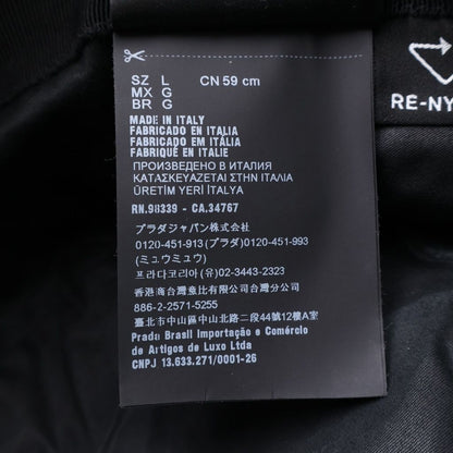 Prada Re-Nylon Triangle Logo Plate Bucket Hat Black — view 8