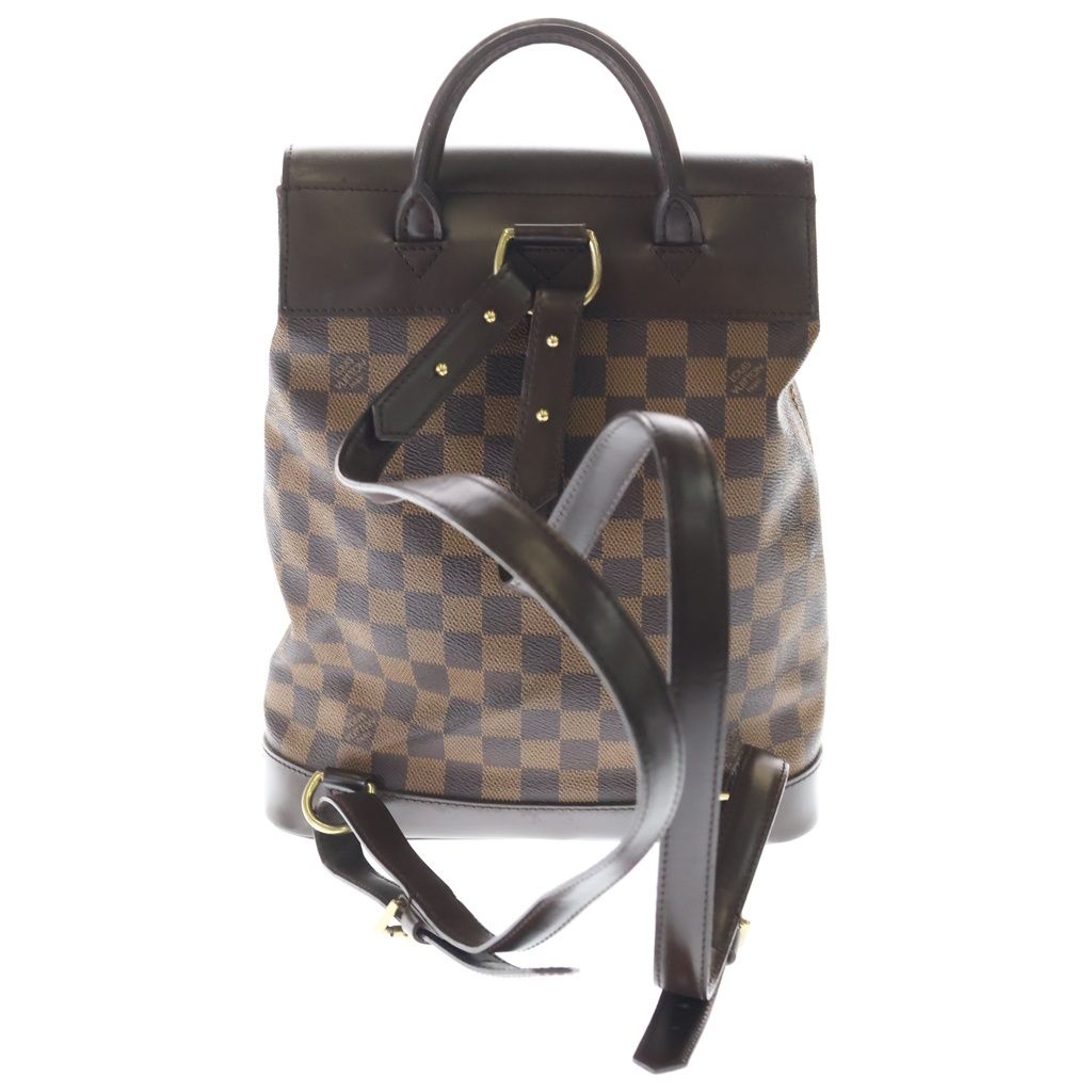 Louis Vuitton Damier Soho Leather Backpack Gold Brown — view 2