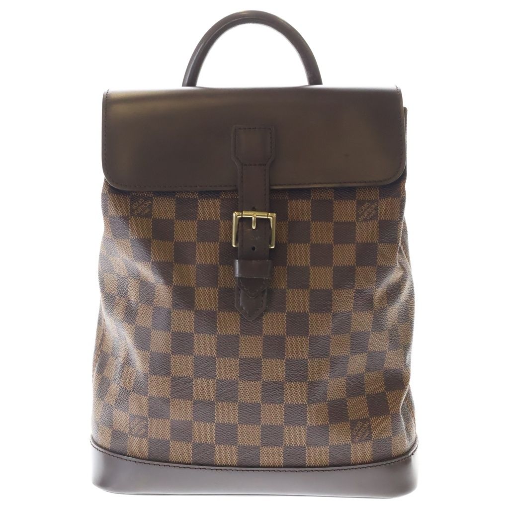 Louis Vuitton Damier Soho Leather Backpack Gold Brown