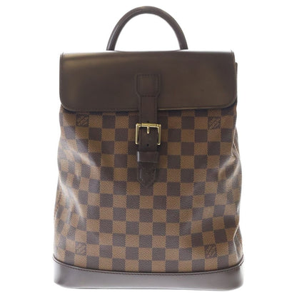 Louis Vuitton Damier Soho Leather Backpack Gold Brown