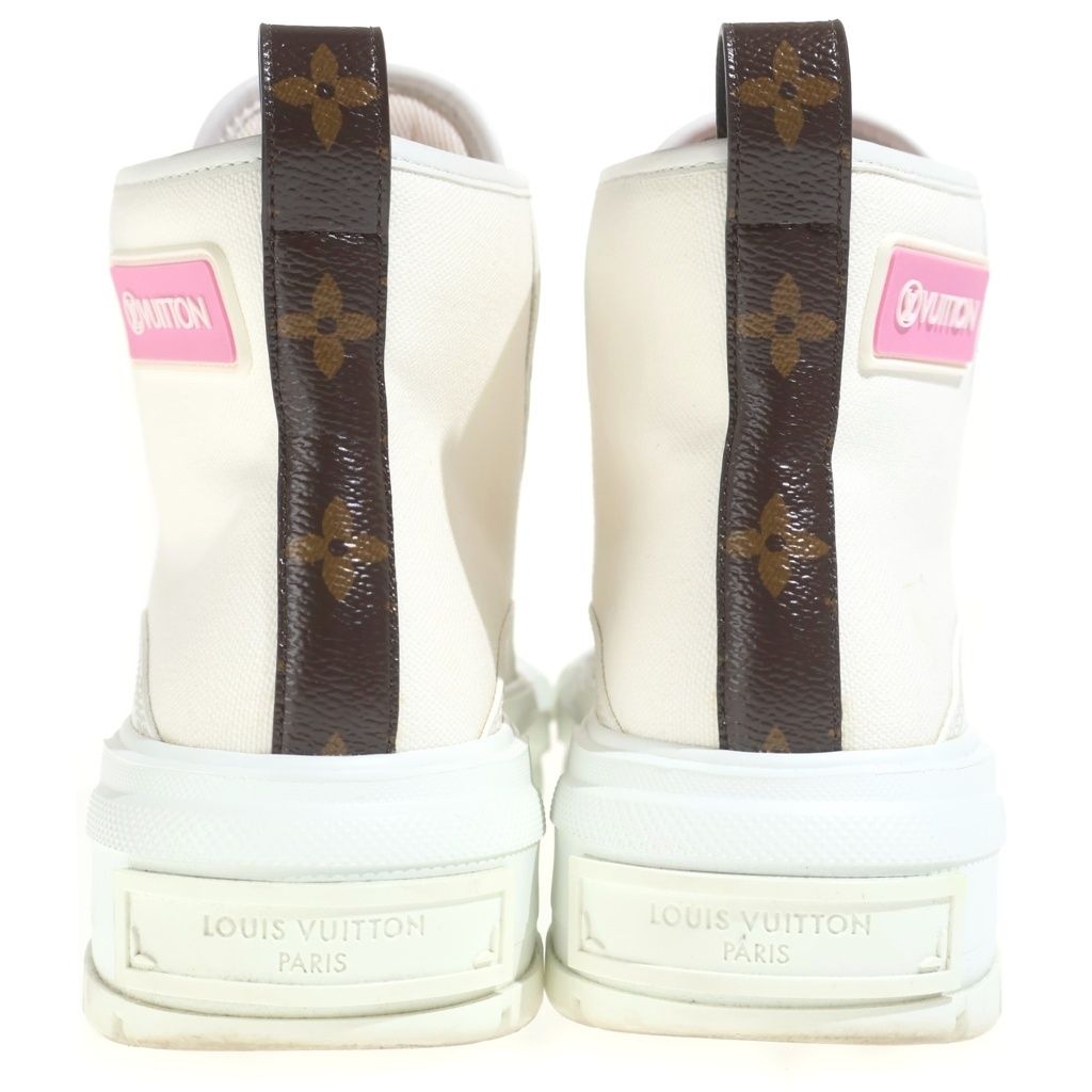 Louis Vuitton Squad Line High Cut Sneakers White Brown Canvas — view 3