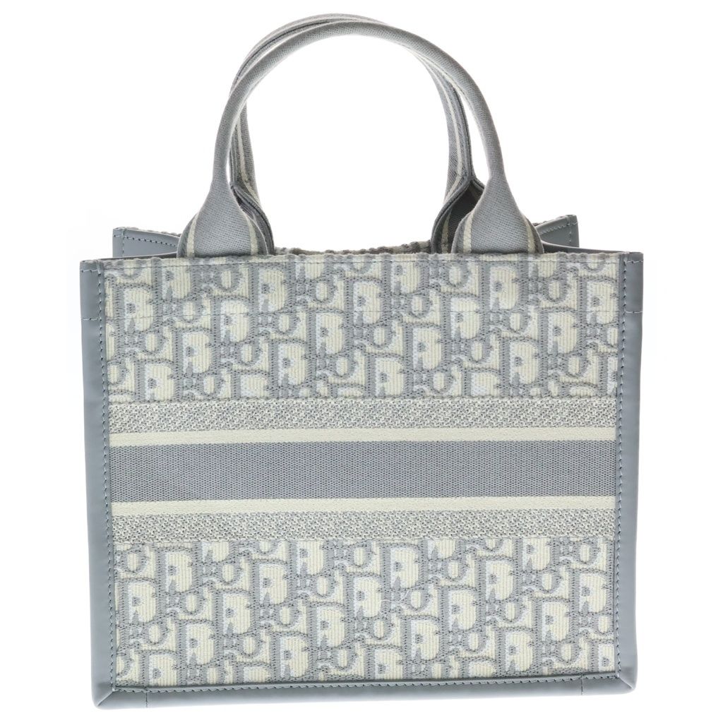 Dior Book Tote Small White 2-Way Shoulder Bag Canvas Leather Gray — view 2