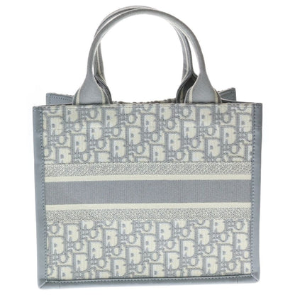 Dior Book Tote Small White 2-Way Shoulder Bag Canvas Leather Gray — view 2