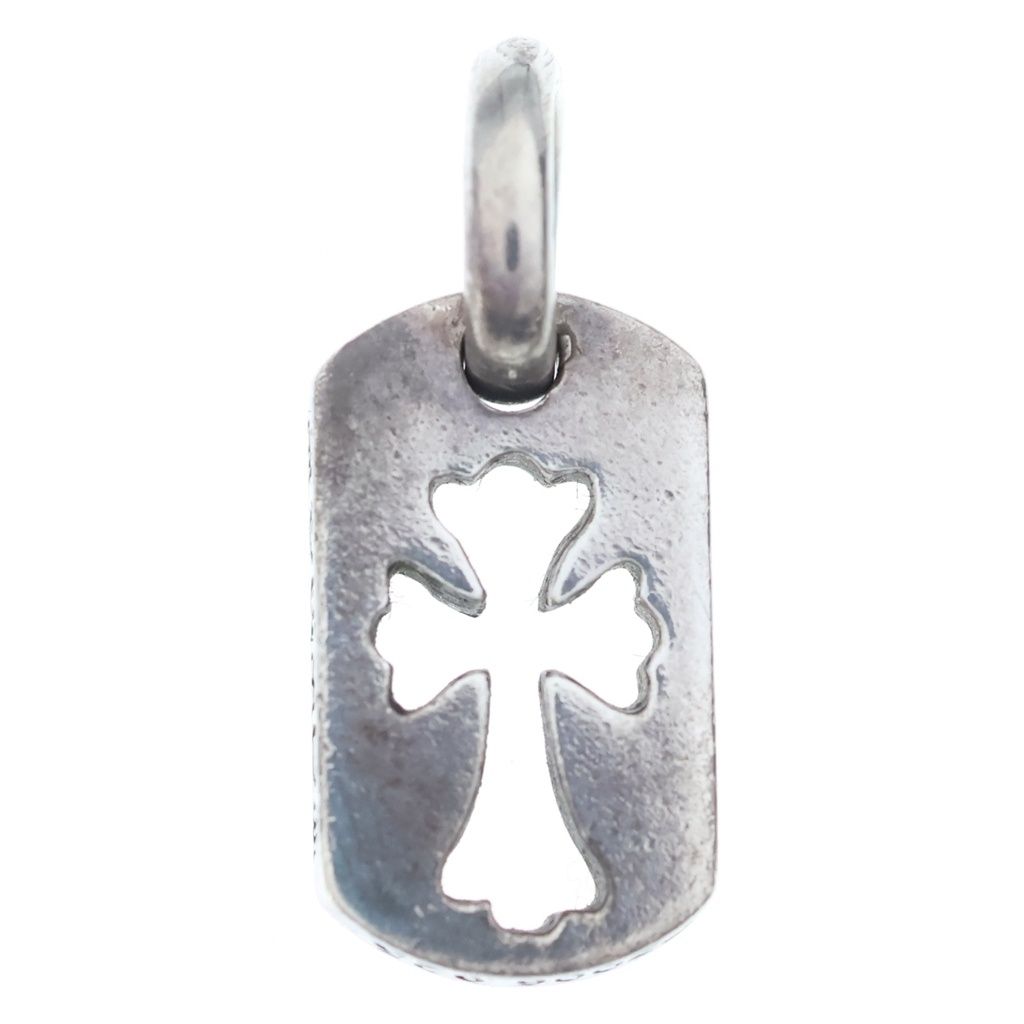 Chrome Hearts DT Tny CO Crs Tiny Cutout Cross Dog Tag Charm Pendant Silver — view 2