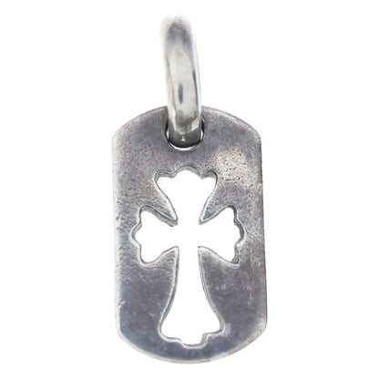 Chrome Hearts DT Tny CO Crs Tiny Cutout Cross Dog Tag Charm Pendant Silver