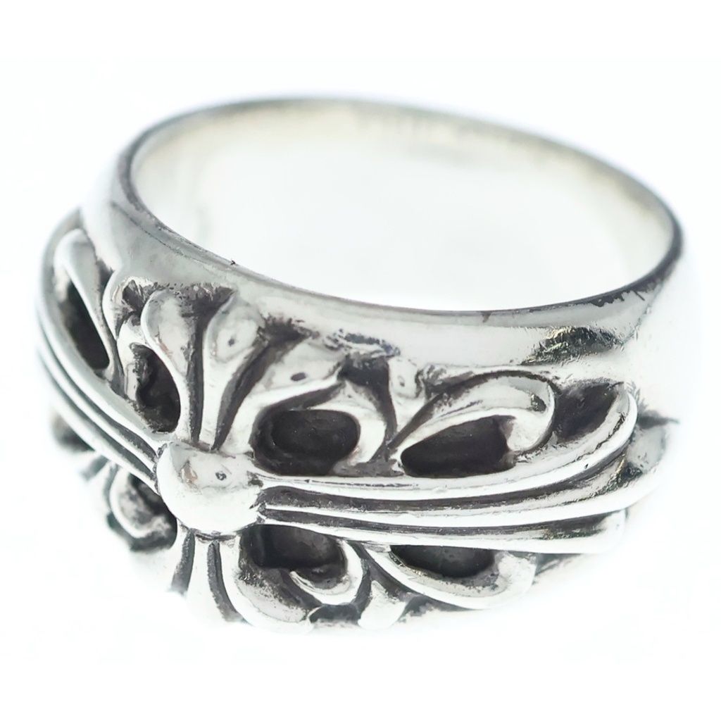 Chrome Hearts Flrl Crs Floral Cross Ring Silver