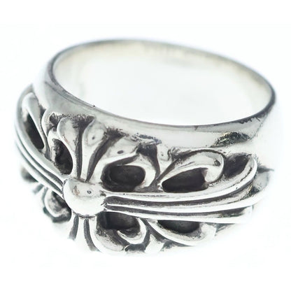 Chrome Hearts Flrl Crs Floral Cross Ring Silver