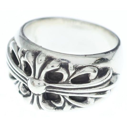Chrome Hearts Flrl Crs Floral Cross Ring Silver