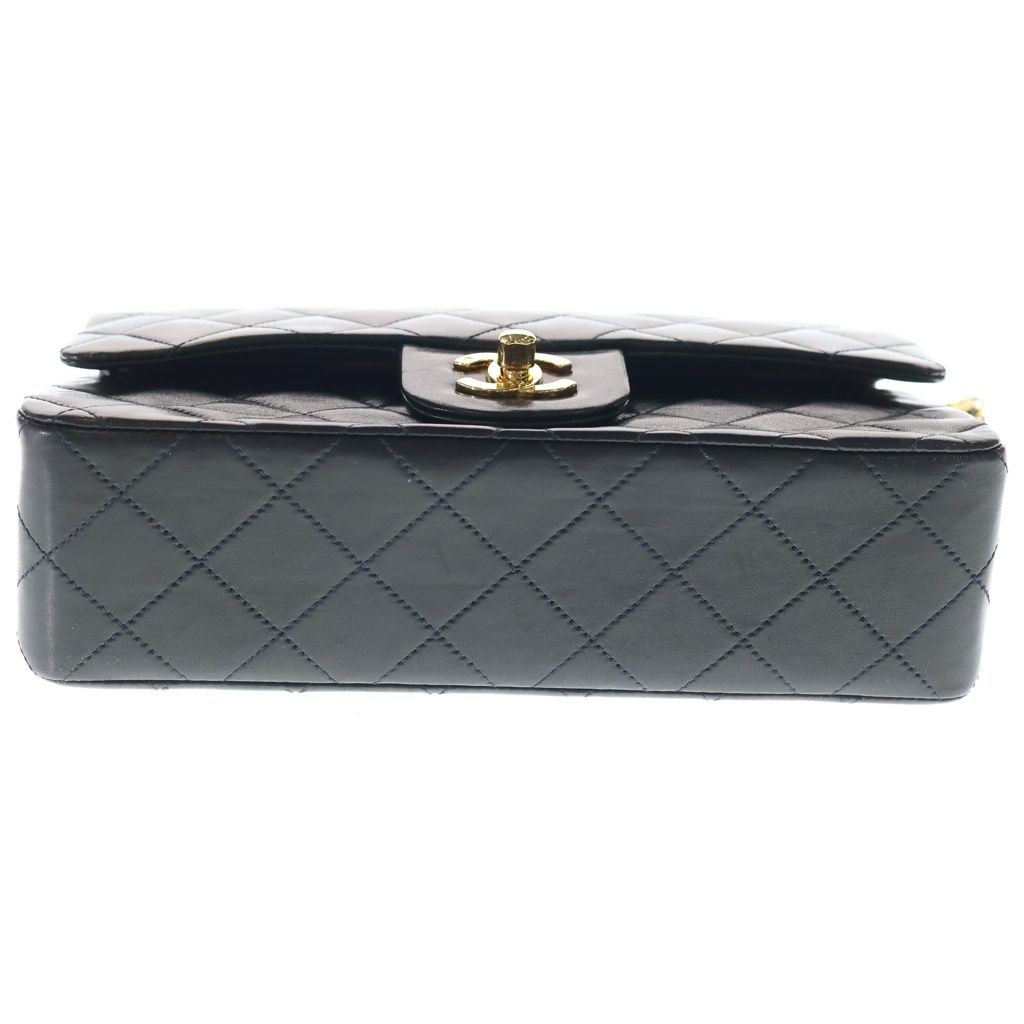 Chanel Quilted 25 Lambskin Leather Double Flap Chain Shoulder Bag Gold Black — view 4