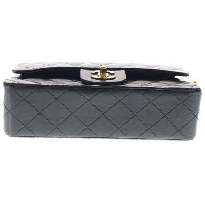 Chanel Quilted 25 Lambskin Leather Double Flap Chain Shoulder Bag Gold Black — view 4