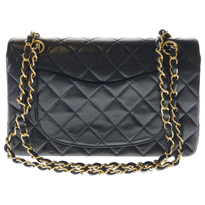 Chanel Quilted 25 Lambskin Leather Double Flap Chain Shoulder Bag Gold Black — view 2