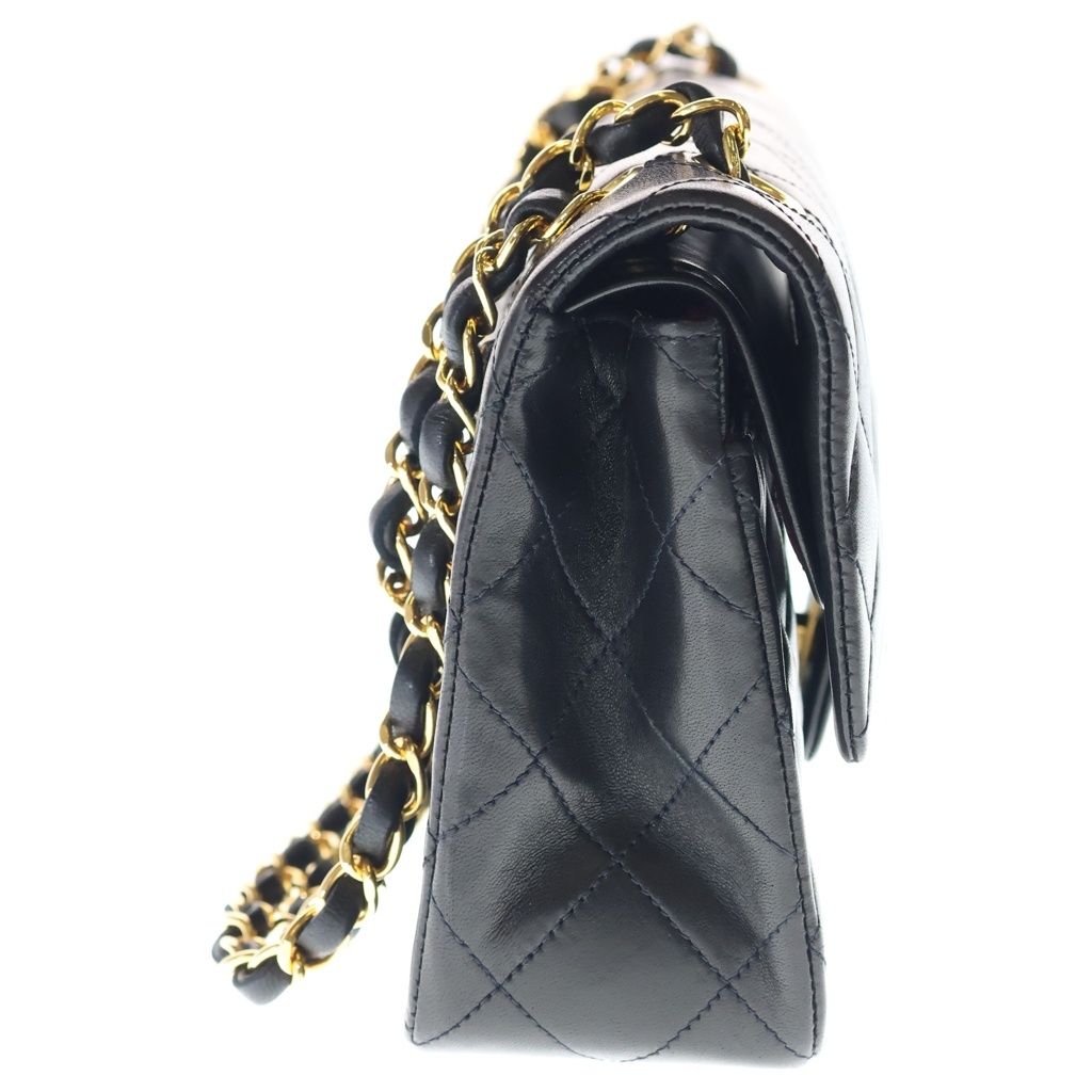 Chanel Quilted 25 Lambskin Leather Double Flap Chain Shoulder Bag Gold Black — view 3